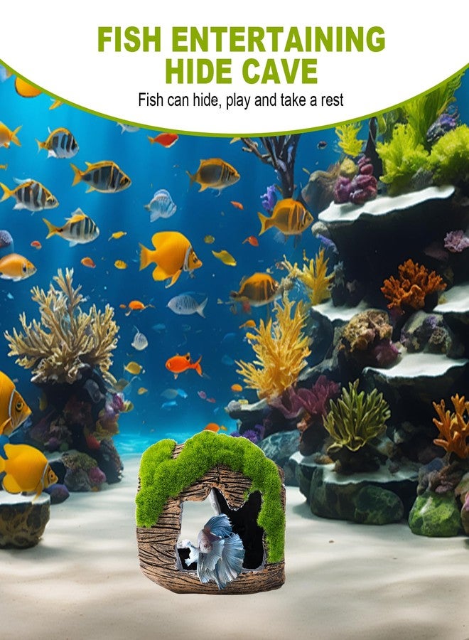 إكسسوارات حوض السمك Swirge Betta Broken Barrel Decor، كهف مخبأ السمك المصنوع من الراتنج، زينة حوض السمك، ألعاب حوض السمك، إكسسوارات الفتحات (صغيرة) - Image 5